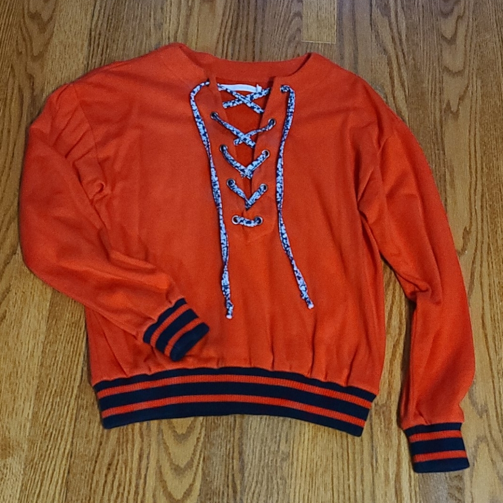 Lace front sweatshirt
